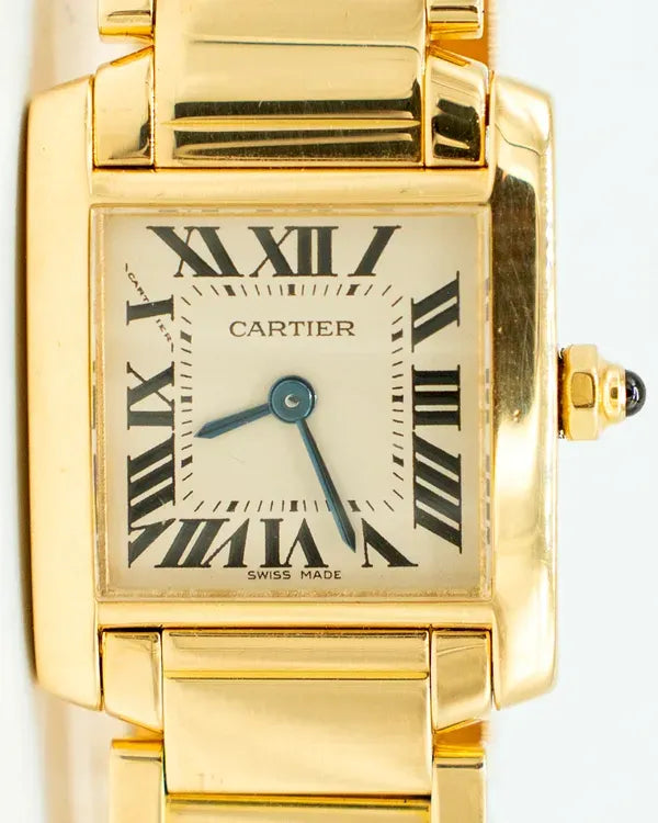 Cartier Tank Française 20MM Quartz White Dial Yellow Gold Bracelet (W50002N2)