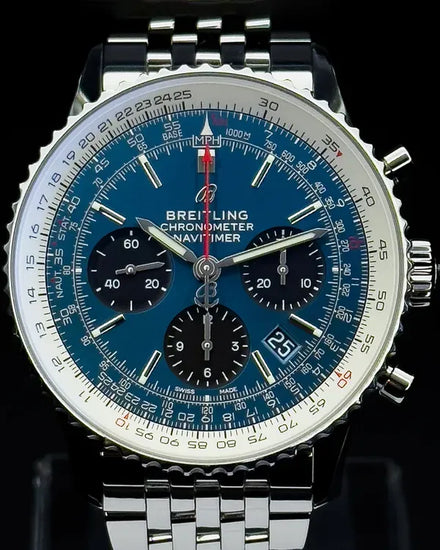 2018 Breitling Navitimer B01 43MM Blue Dial Steel Bracelet (AB0121211C1A1)