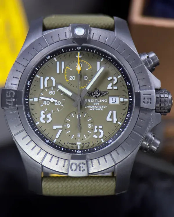 2019 Breitling Avenger Night Mission 45MM Green Dial Textile Strap (V13317101L1X1)