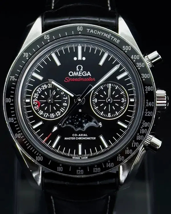 2022 Omega Speedmaster Moonphase 44.25MM Black Dial Leather Strap (304.33.44.52.01.001)