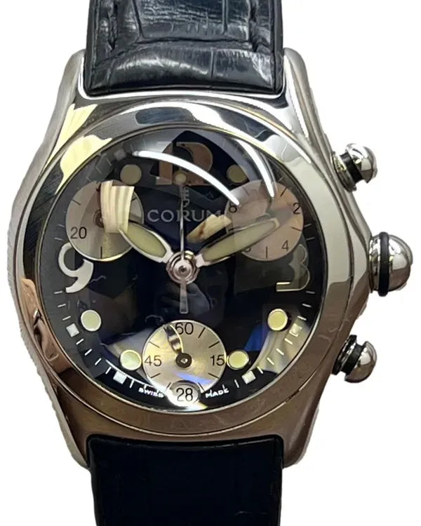 Corum Bubble 36MM Quartz Black Dial Leather Strap (196.250.20)
