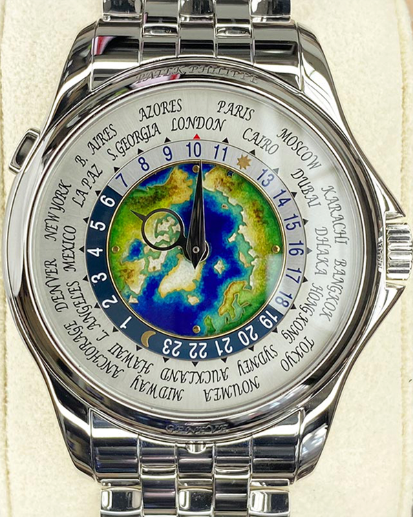 Patek Philippe World Time 39.5MM White Dial Platinum Bracelet (5131/1P-001)