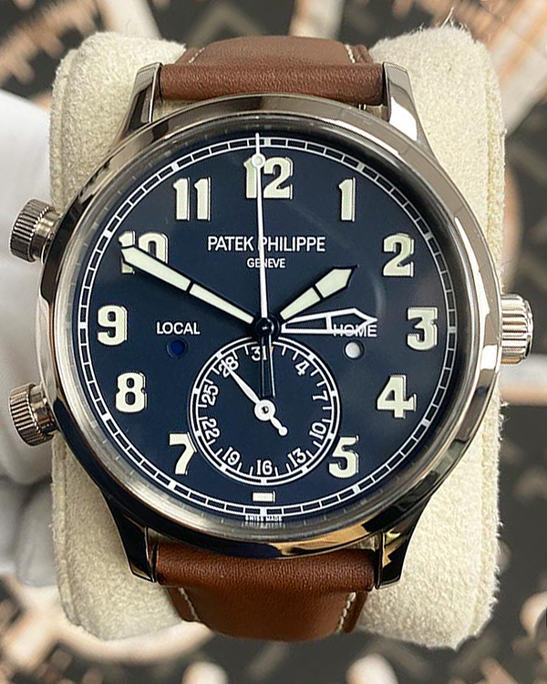 2021 Patek Philippe Calatrava Pilot Travel Time 42MM Blue Dial Leather Strap (5524G-001)