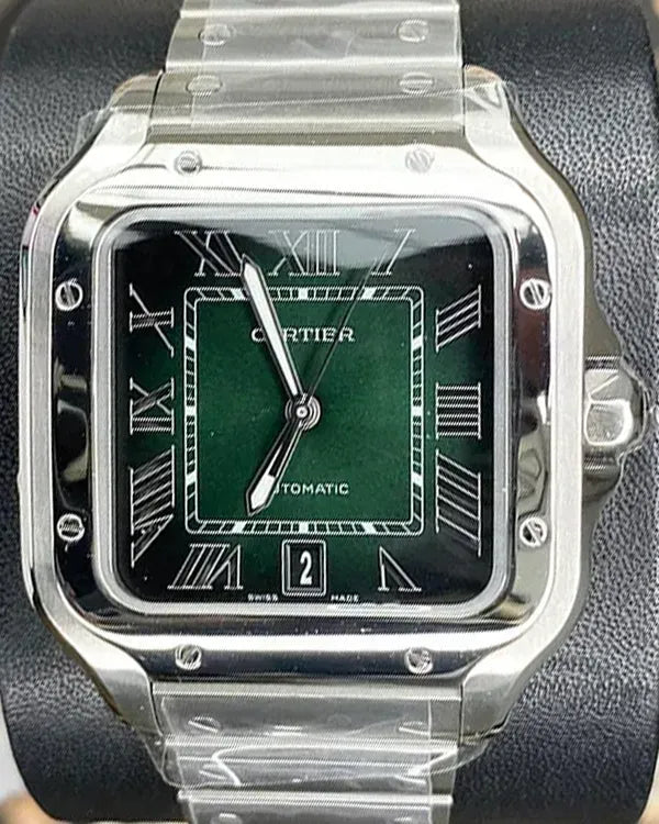 2025 Cartier Santos De Cartier 39.8MM Green Dial Steel Bracelet (WSSA0062)