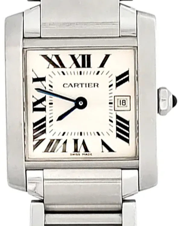 Cartier Tank Française 25MM Quartz Silver Dial Steel Bracelet (W51011Q3)