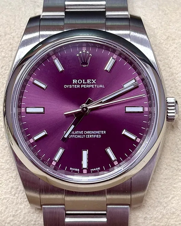 2019 Rolex Oyster Perpetual 34MM Purple Dial Oyster Bracelet (114200)