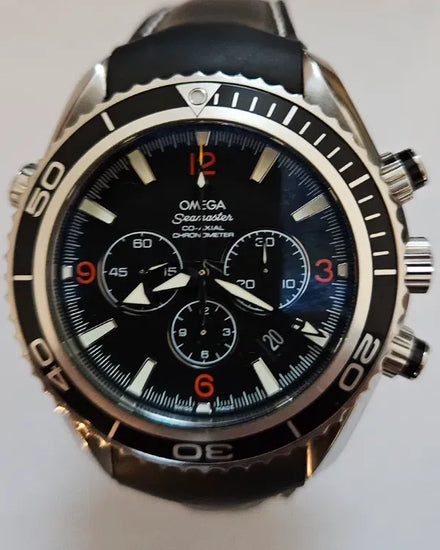 Omega Seamaster Planet Ocean 600M Chronograph 45.5MM Black Dial Leather Strap (2910.51.82)