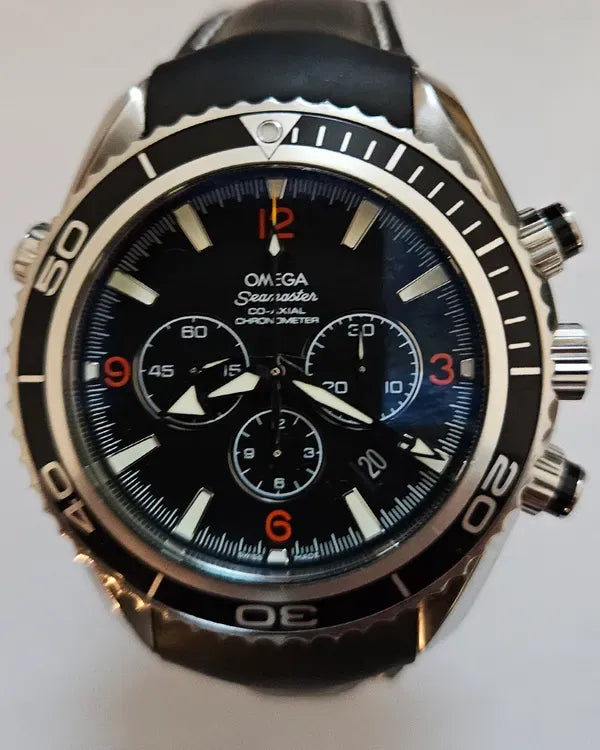 Omega Seamaster Planet Ocean 600M Chronograph 45.5MM Black Dial Leather Strap (2910.51.82)
