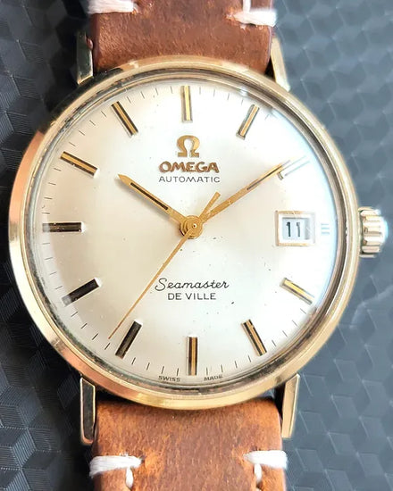 Omega Seamaster DeVille 34.5MM Silver Dial Aftermarket Leather Strap (KM6068)