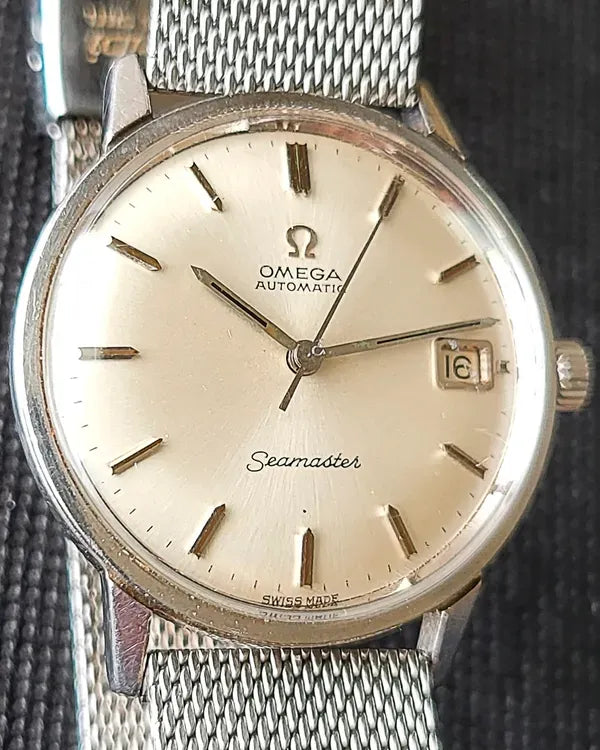 (SR) Omega Seamaster 34MM Silver Dial Aftermarket Steel Bracelet (166.002)