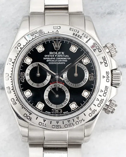 Rolex Cosmograph Daytona 40MM Black Dial White Gold Oyster Bracelet (116509)