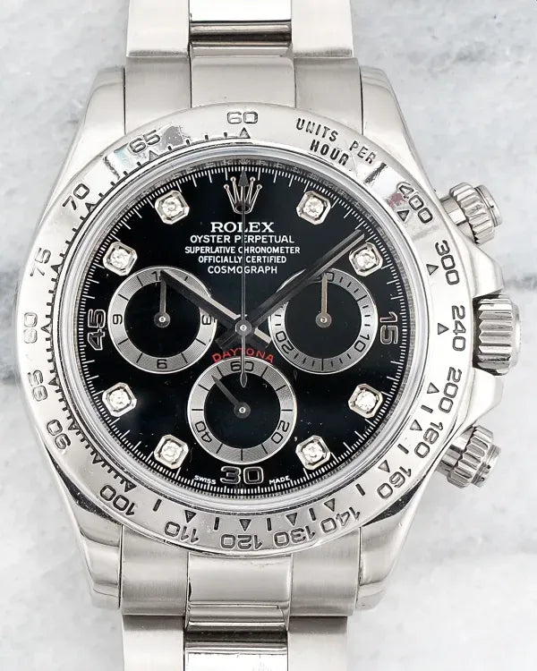 Rolex Cosmograph Daytona 40MM Black Dial White Gold Oyster Bracelet (116509)