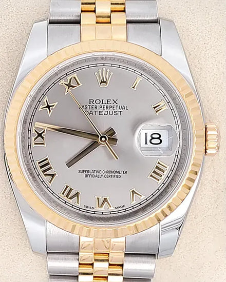 2011 Rolex Datejust 36MM Slate Dial Two-Tone Super Jubilee Bracelet (116233)