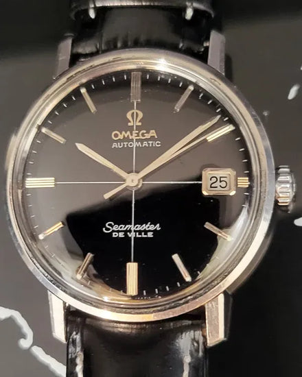 Omega De Ville 34MM Black Dial Aftermarket Leather Strap (Cal. 565)