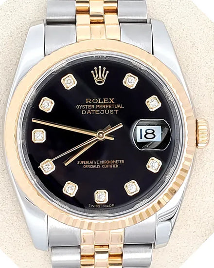 Rolex Datejust 36MM Black Dial Two-Tone Jubilee Bracelet (116233)