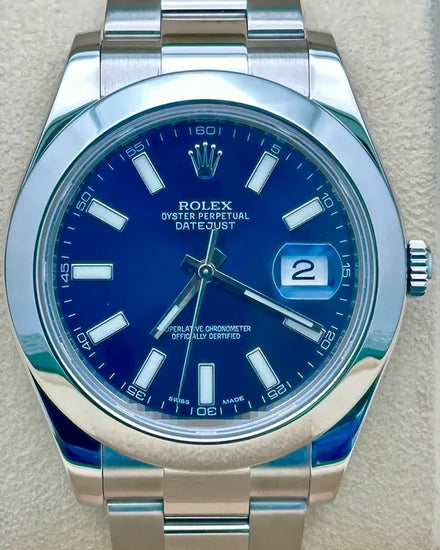 2015 Rolex Datejust II 41MM Blue Dial Oyster Bracelet (116300)