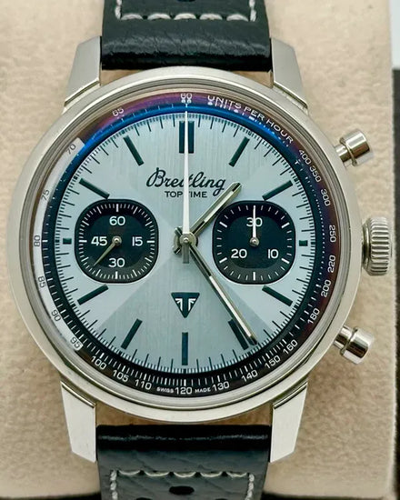 Breitling Top Time Chronograph Triumph 41MM Blue Dial Leather Strap (AB0176)