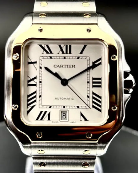 Cartier Santos De Cartier 39.8MM White Dial Two-Tone Bracelet (W2SA0009)