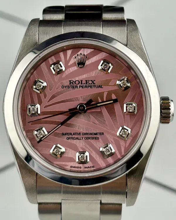 Rolex Oyster Perpetual 31MM Aftermarket "Palm Motif" Pink Dial Oyster Bracelet (67480)