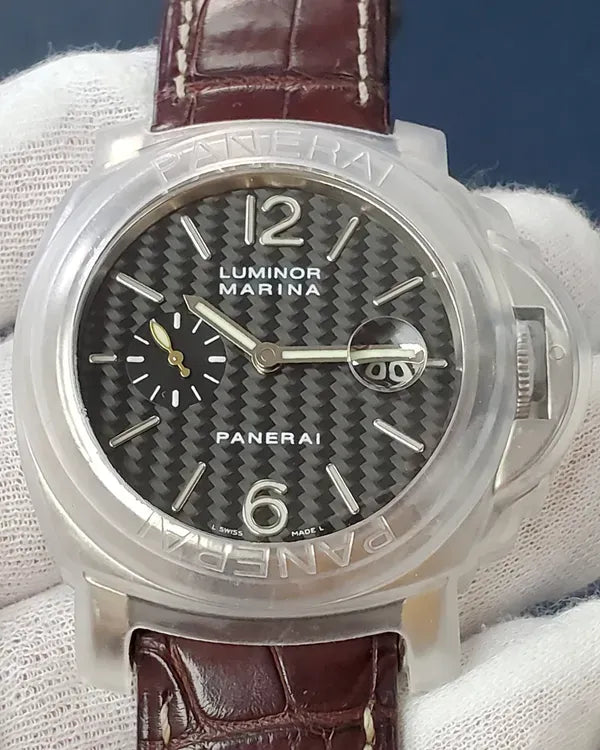Panerai Luminor Marina 44MM Carbon Fiber Dial Leather Strap (PAM00180)
