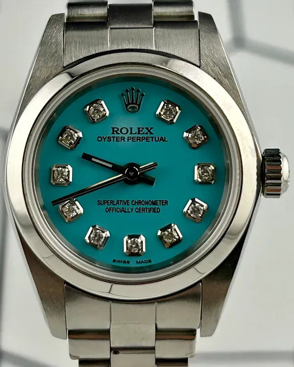 Rolex Oyster Perpetual 24MM Aftermarket Tiffany Blue Dial Oyster Bracelet (76080)