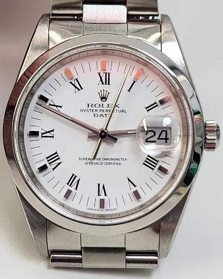 Rolex Oyster Perpetual Date 34MM White Dial Oyster Bracelet (15200)