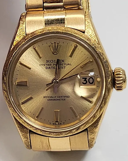 Rolex Lady-Datejust 26MM Champagne Dial Yellow Gold Oyster Bracelet (6520)