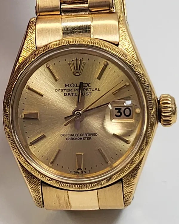 Rolex Lady-Datejust 26MM Champagne Dial Yellow Gold Oyster Bracelet (6520)