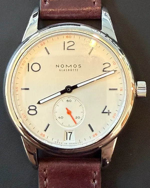 2024 NOMOS Glashutte Club Automat Datum 41.5MM White Dial Leather Strap (775)