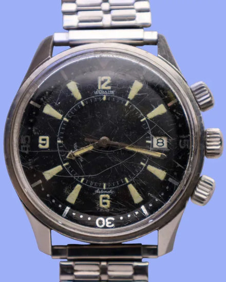 Jaeger-LeCoultre Polaris Memovox 42MM Black Dial Aftermarket Steel Bracelet (E859)