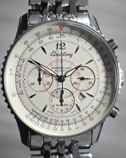 2003 Breitling Montbrillant 38MM Silver Dial Steel Bracelet (A41330)