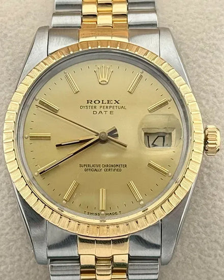 Rolex Oyster Perpetual Date 34MM Champagne Dial Two-Tone Jubilee Bracelet (15053)