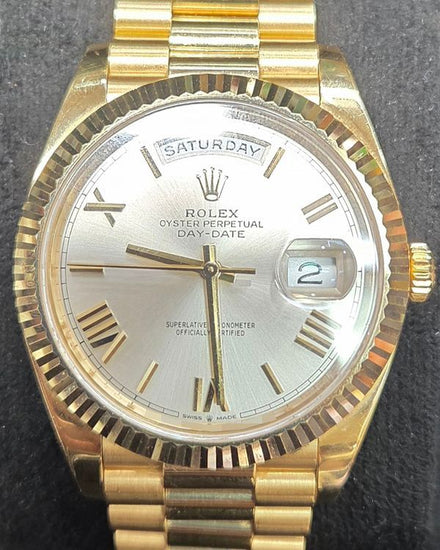 2021 Rolex Day-Date 40MM Silver Dial Yellow Gold President Bracelet (228238)