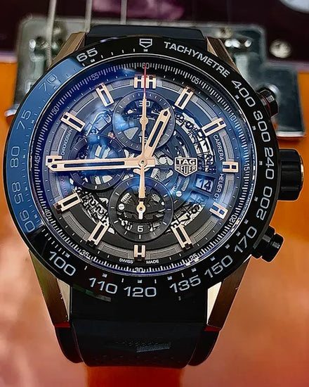 Tag Heuer Carrera 45MM Skeleton Dial Rubber Strap (CAR2A5A.FT6044)