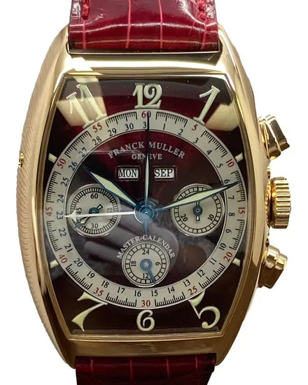 Franck Muller Master Calendar Chronograph Magnum 34MM Red Dial Leather Strap (6850 CC MC)