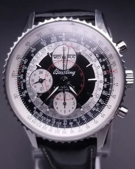 Breitling Montbrillant Datora 43MM Black "Tuxedo" Dial Aftermarket Leather Strap (A21330)