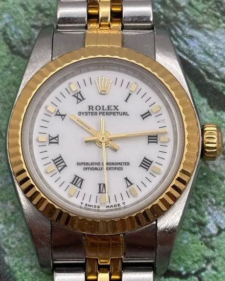 1999 (A Serial) Rolex Oyster Perpetual 26MM White Dial Two-Tone Jubilee Bracelet (76193)