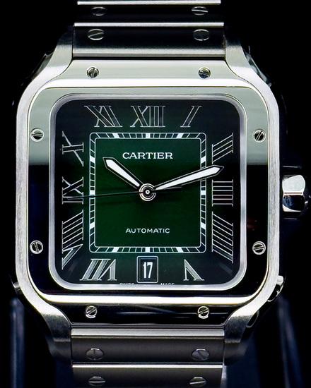 2023 Cartier Santos De Cartier 39.8MM Green Dial Steel Bracelet (WSSA0062)