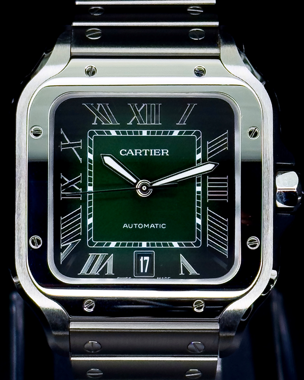 2023 Cartier Santos De Cartier 39.8MM Green Dial Steel Bracelet (WSSA0062)