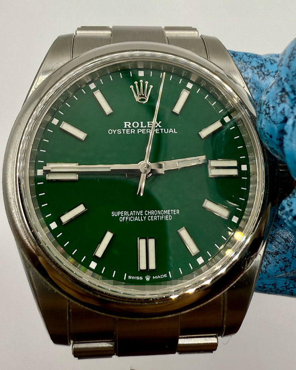 2021 Rolex Oyster Perpetual 41MM Green Dial Oyster Bracelet (124300)