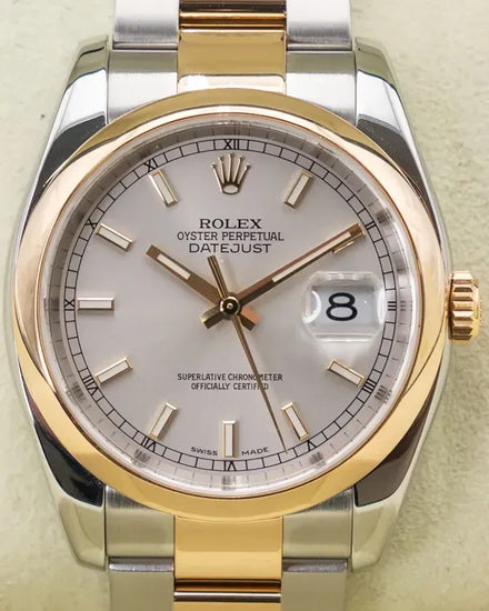 2014 Rolex Datejust 36MM Silver Dial Two-Tone Oyster Bracelet (116203)