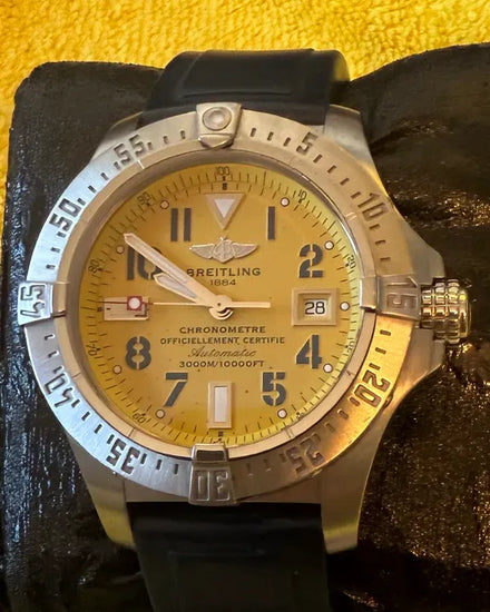 2011 Breitling Avenger Seawolf 45MM Yellow Dial Rubber Strap (A177I13RRC)