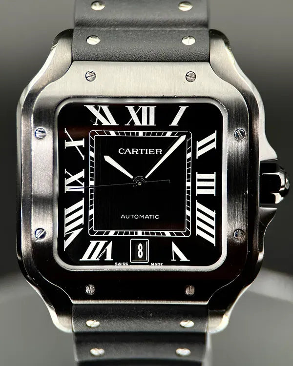2021 Cartier Santos De Cartier 47.5MM Black Dial Rubber Strap (WSSA0039)