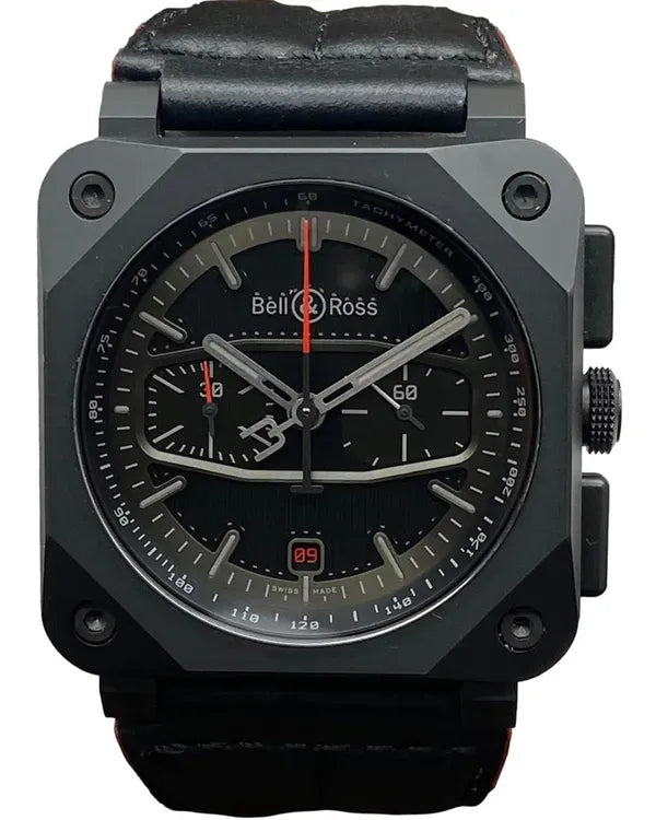 Bell & Ross BR 03 Chrono "Blacktrack" L. E. 42MM Black Dial Leather Strap (BR0394-BTR-CE/SCA)
