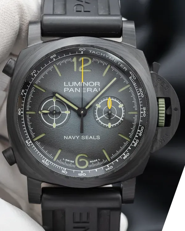 2025 Panerai Luminor Chrono Carbotech Navy SEAL's 44MM Black Dial Rubber Strap (PAM01419)