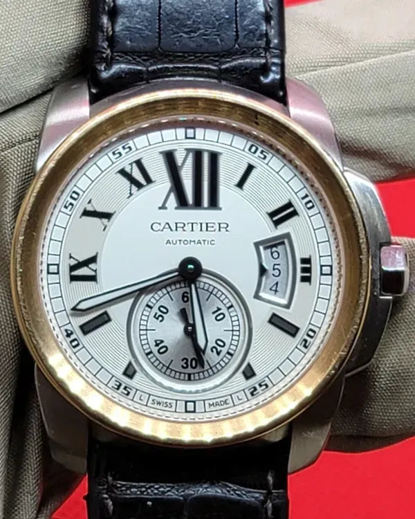 Cartier Calibre de Cartier 42MM Silver Dial Leather Strap (W7100039)