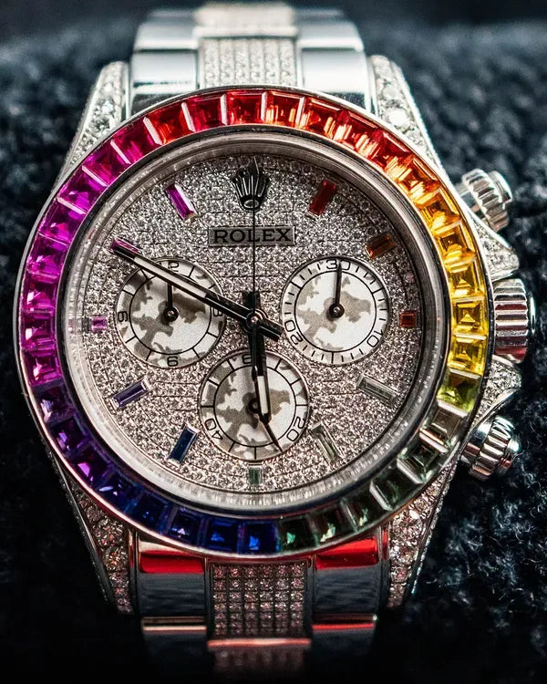 2018 Rolex Cosmograph Daytona 40MM Aftermarket Diamond Dial Aftermarket White Gold Oyster Bracelet (116509)