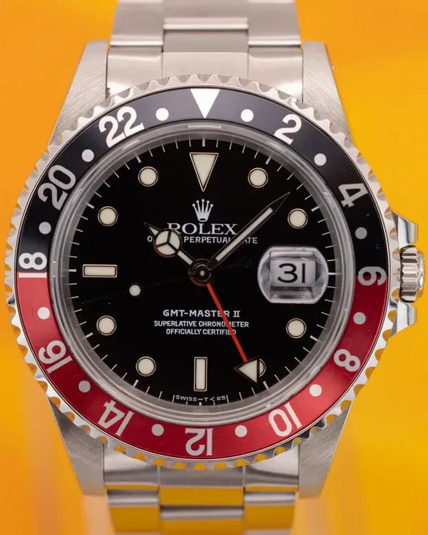 1998 (U Serial) Rolex GMT-Master II "Coke" 40MM Black Dial Steel Bracelet (16710)