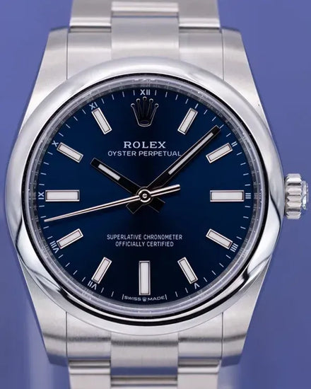 2024 Rolex Oyster Perpetual 34MM Blue Dial Oyster Bracelet (124200)