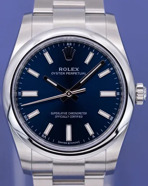 2024 Rolex Oyster Perpetual 34MM Blue Dial Oyster Bracelet (124200)